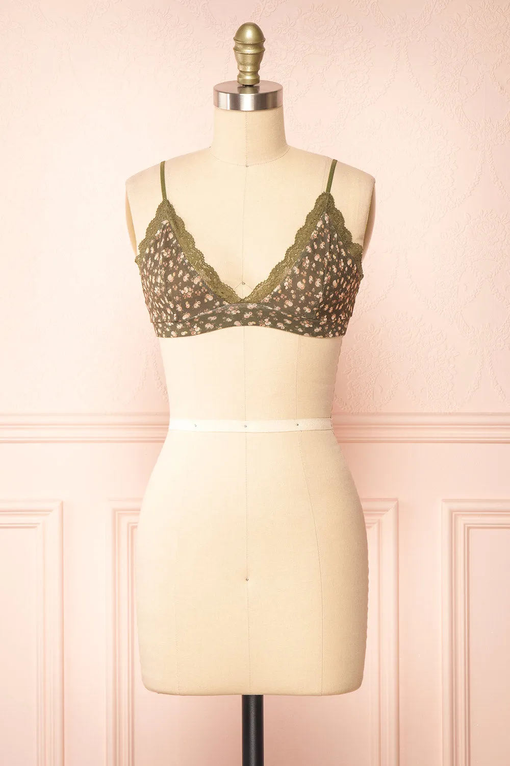 Distyle Green | Floral Mesh Bralette w/ Lace sold by Boutique 1861