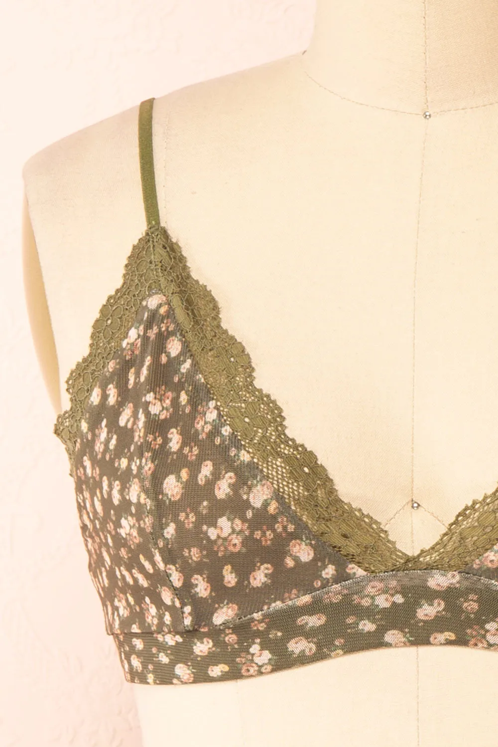 Distyle Green | Floral Mesh Bralette w/ Lace sold by Boutique 1861 product image thumbnail 2