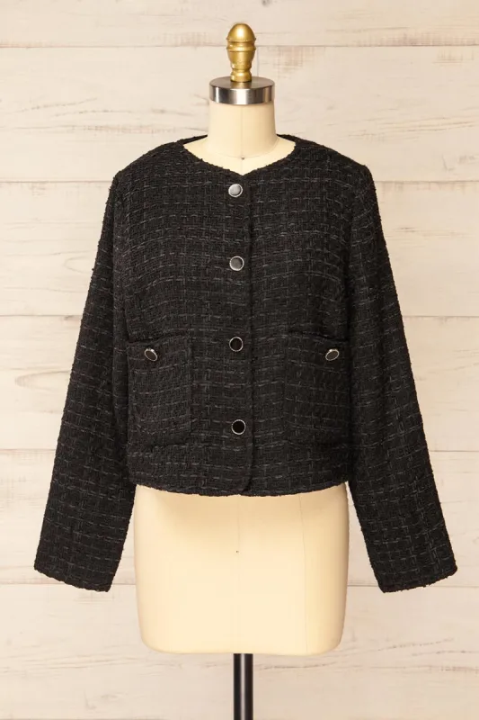 Citadine Black | Tweed Jacket w/ Front Pockets sold by Boutique 1861
