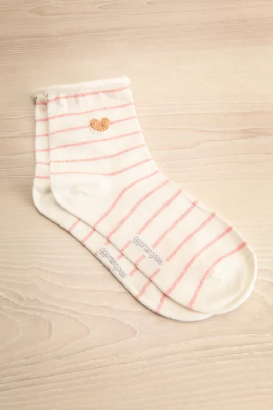 Riverton | White and Pink Striped Socks sold by Boutique 1861