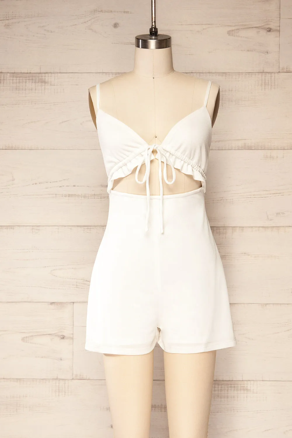 Zapala White | Romper w/ Cut-Out sold by Boutique 1861