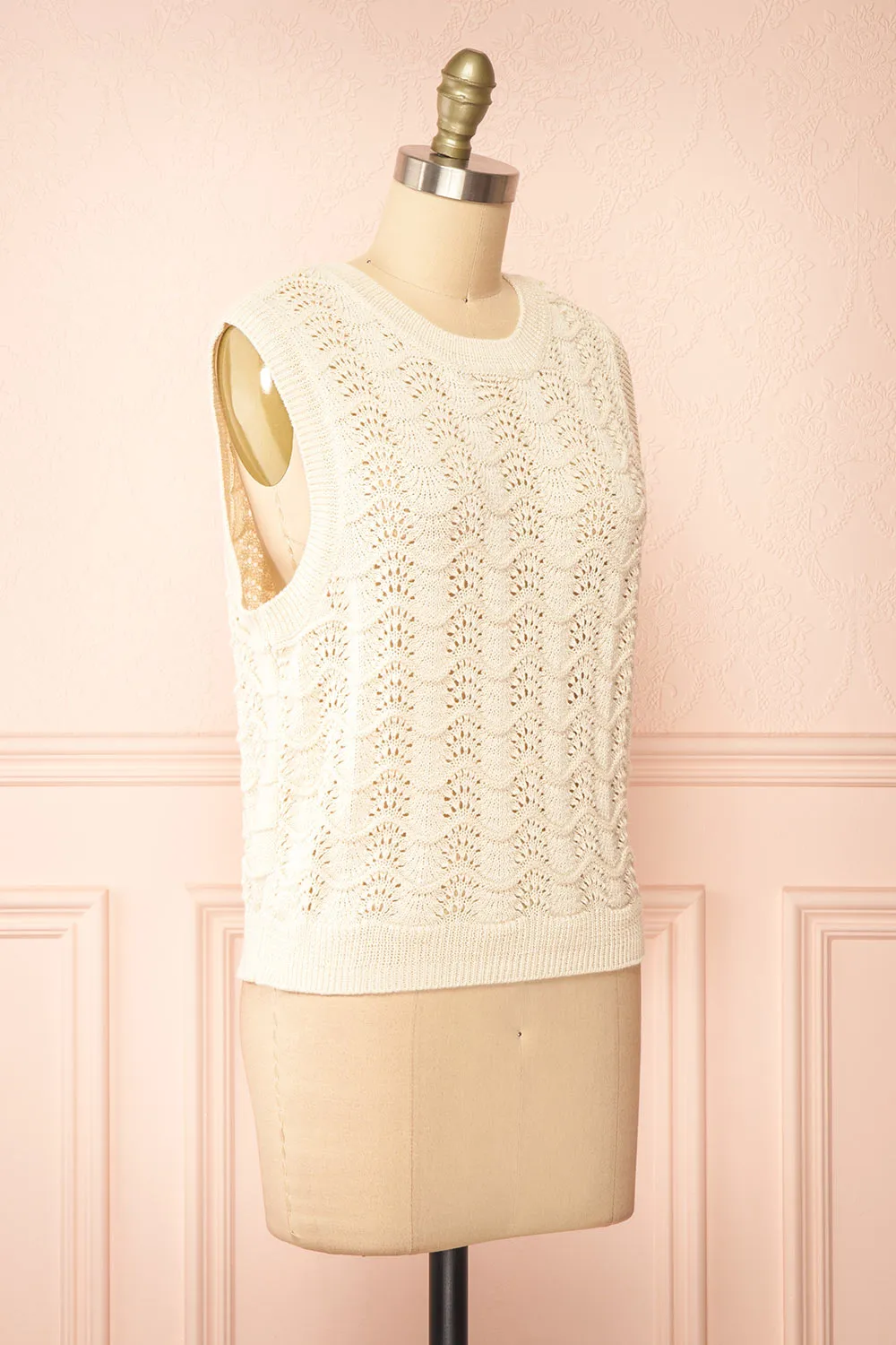 Harim Ivory | Openwork Knit Sweater Vest sold by Boutique 1861 product image thumbnail 3