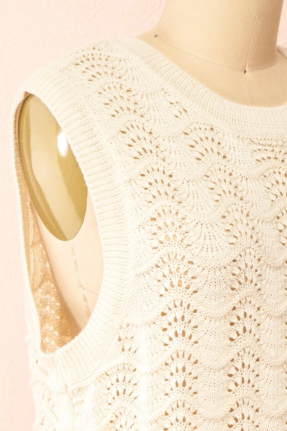 Harim Ivory | Openwork Knit Sweater Vest sold by Boutique 1861 product image thumbnail 4