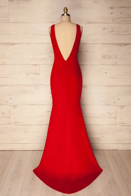 Sanya Red | Backless Mermaid Gown sold by Boutique 1861