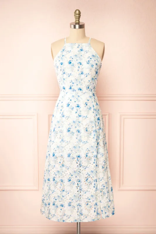 Mikka | Floral Openwork Halter Midi Dress sold by Boutique 1861