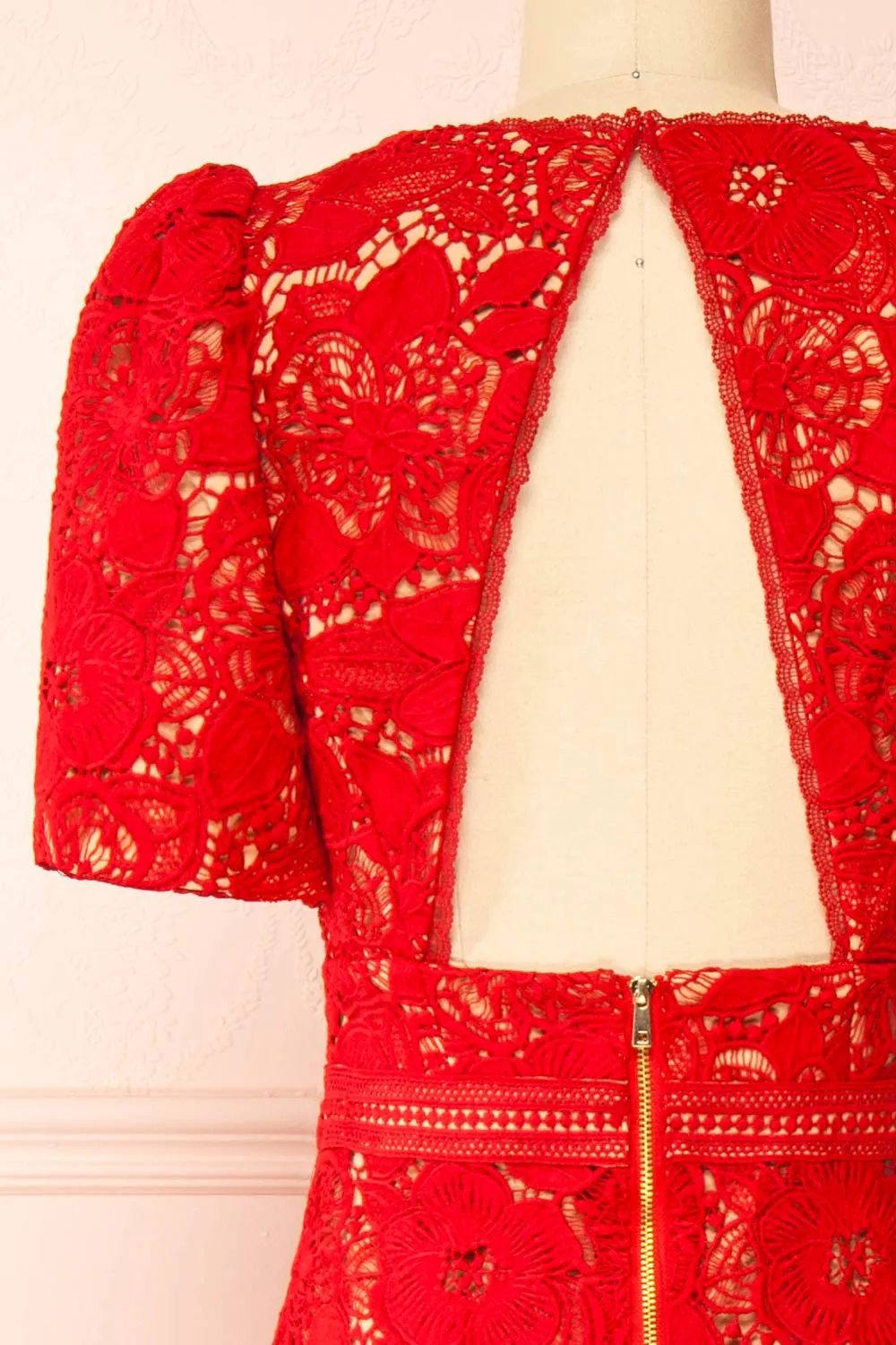 Elviana | Red Crocheted Lace Midi Dress sold by Boutique 1861 product image thumbnail 2