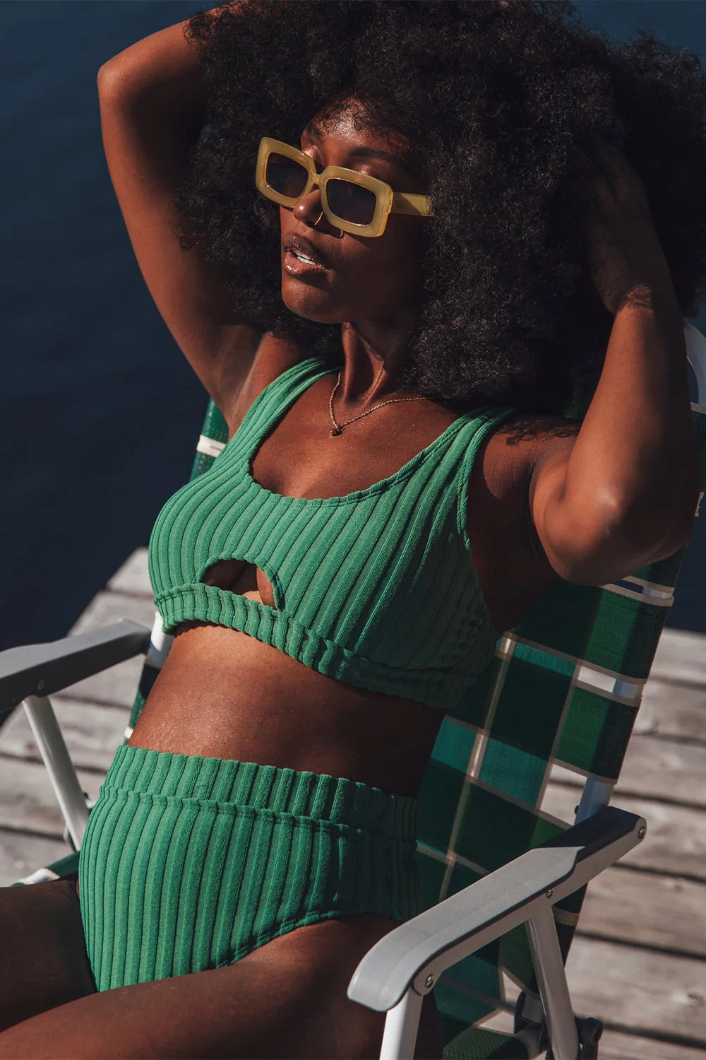 Zuwena Green | Ribbed Bikini Bottom sold by Boutique 1861