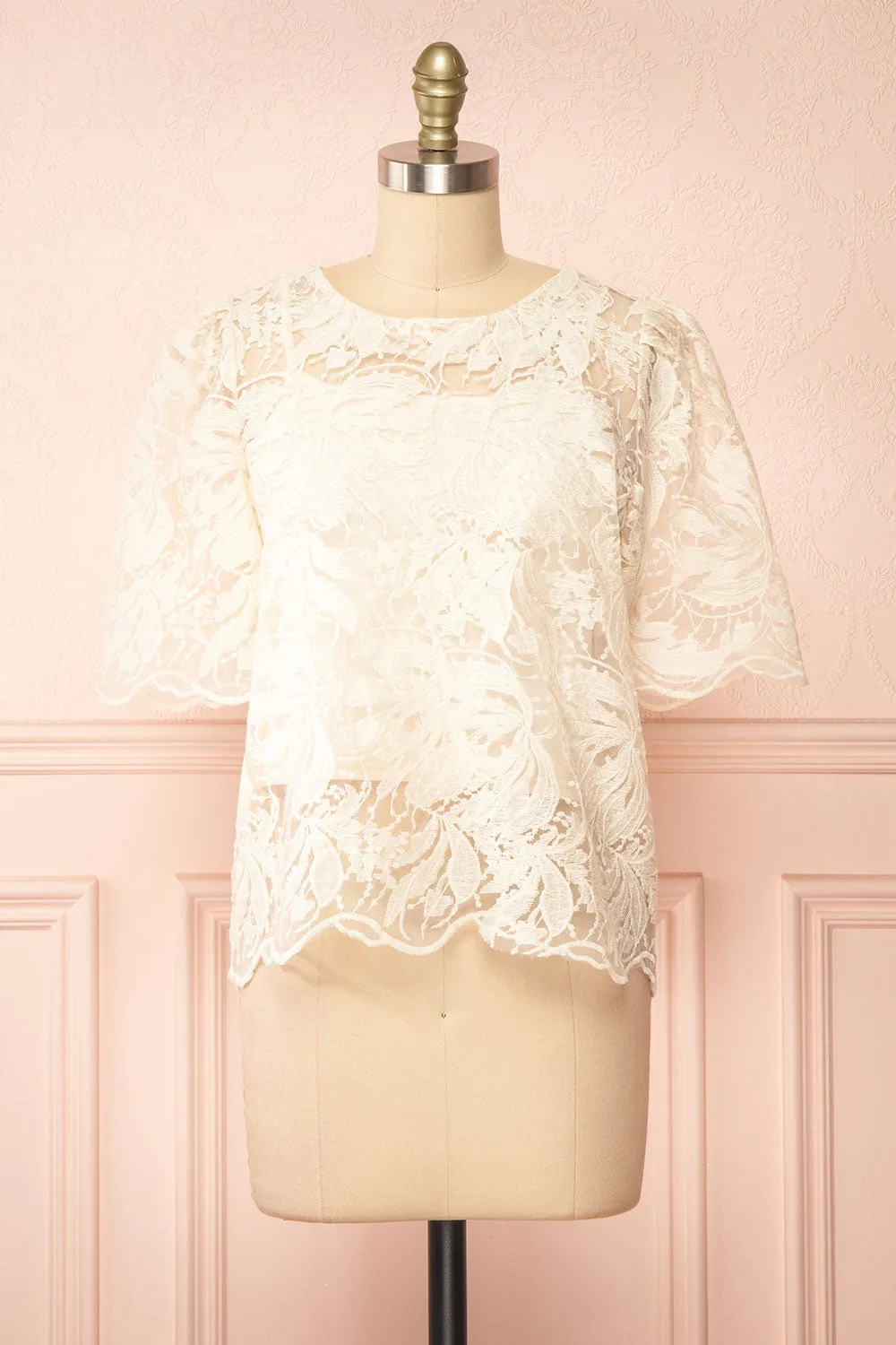 Selah Beige | Lace Top w/ Cropped Camisole sold by Boutique 1861
