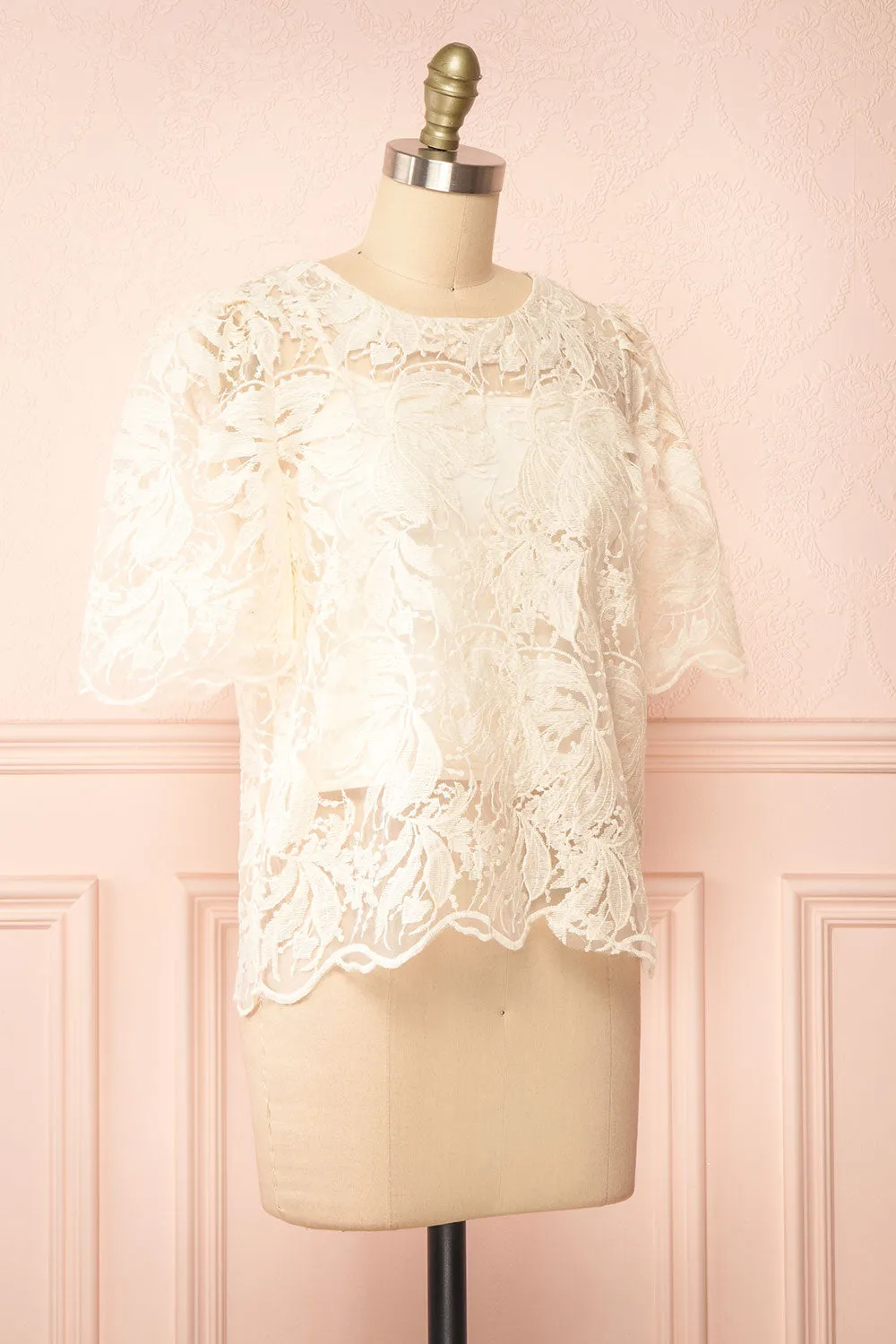 Selah Beige | Lace Top w/ Cropped Camisole sold by Boutique 1861 product image thumbnail 3