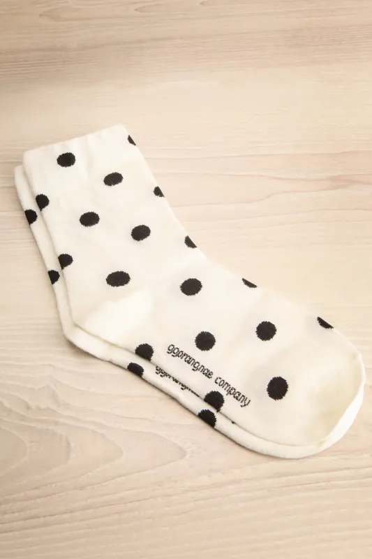 Giza White | Polka-Dot Mid-Length Socks sold by Boutique 1861