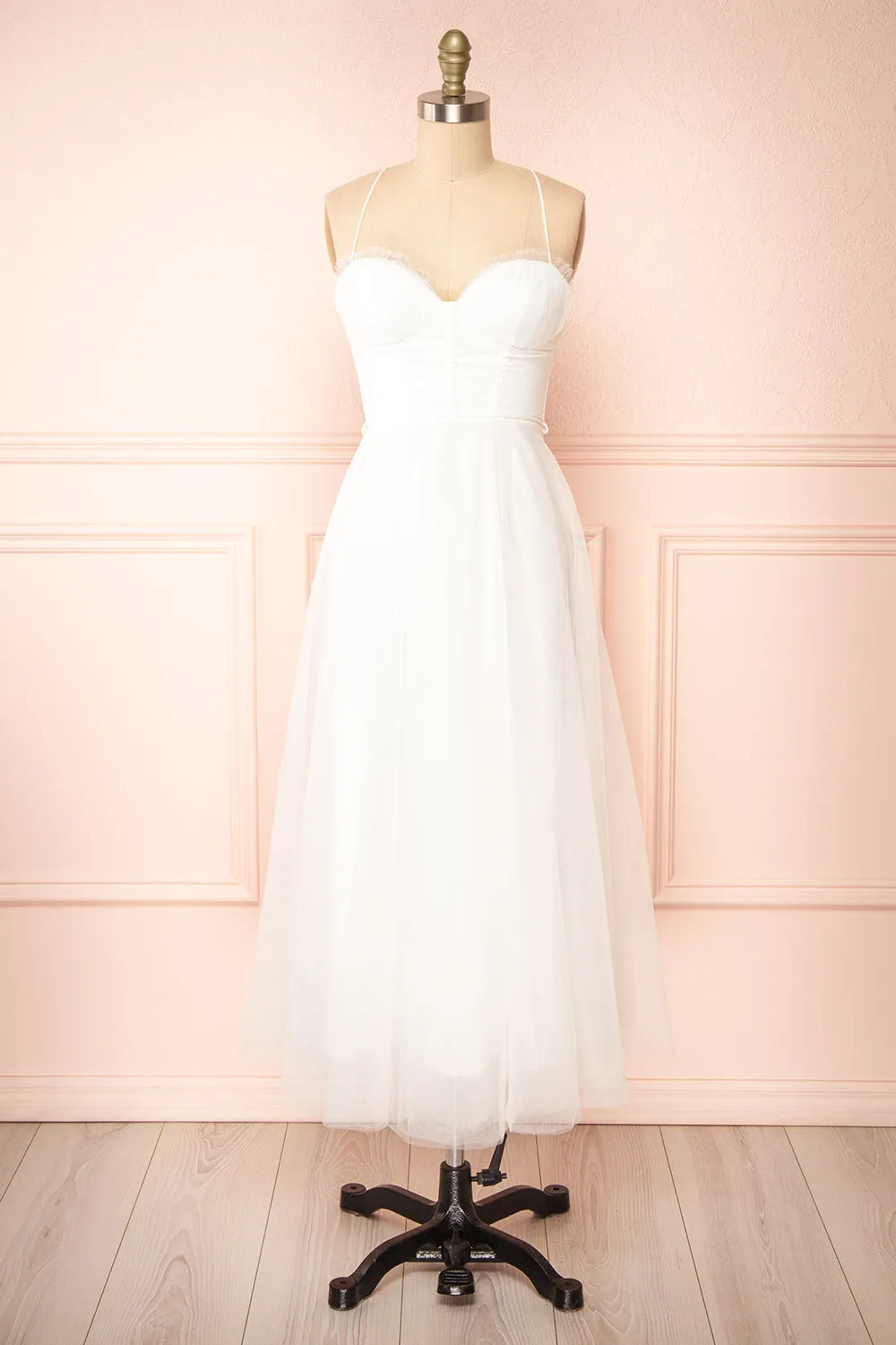 Chaya White | Midi Tulle Dress w/ Corset sold by Boutique 1861