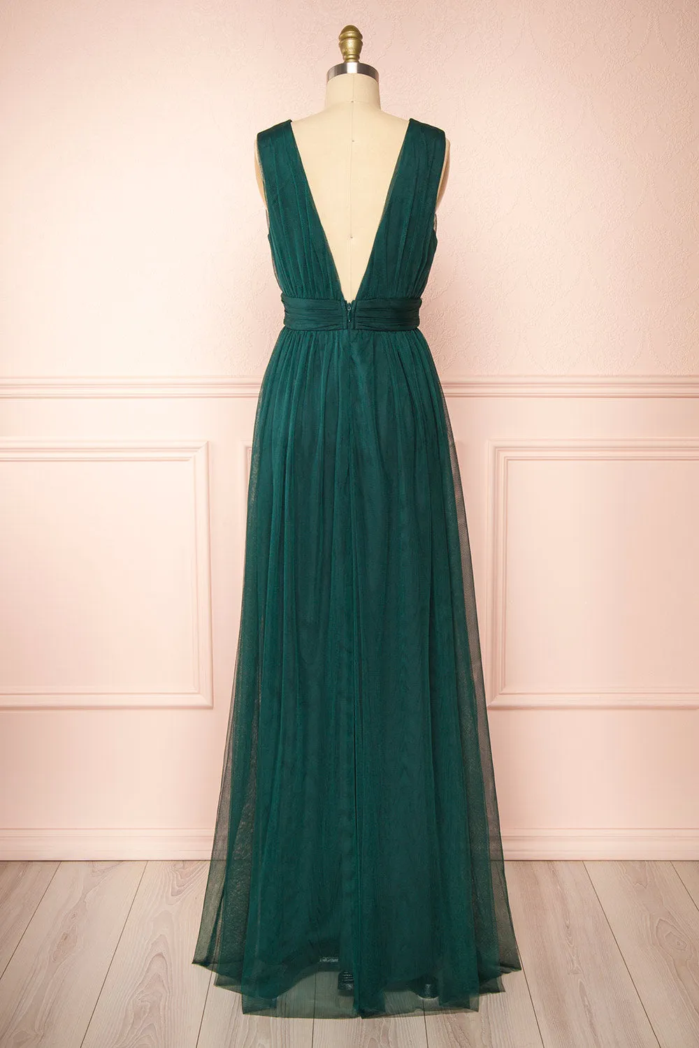 Samina Green | Tulle Maxi Dress with Plunging Neckline sold by Boutique 1861 product image thumbnail 5