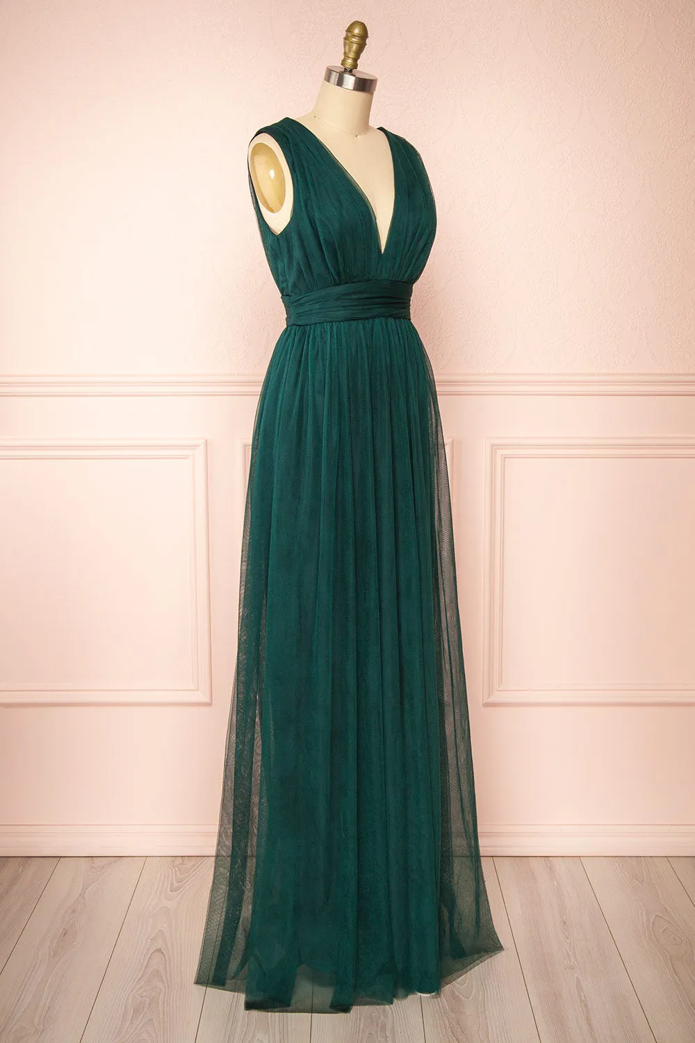 Samina Green | Tulle Maxi Dress with Plunging Neckline sold by Boutique 1861 product image thumbnail 3