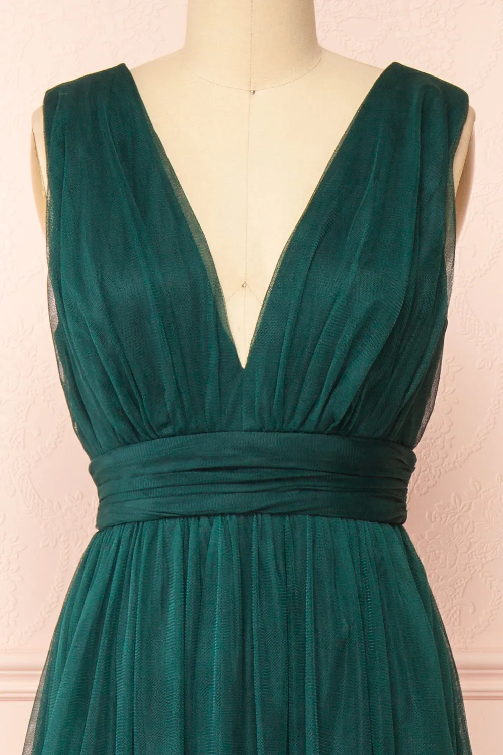 Samina Green | Tulle Maxi Dress with Plunging Neckline sold by Boutique 1861 product image thumbnail 2