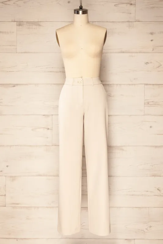 Sutton Beige | Straight Leg Pants w/ Lateral Pockets sold by Boutique 1861