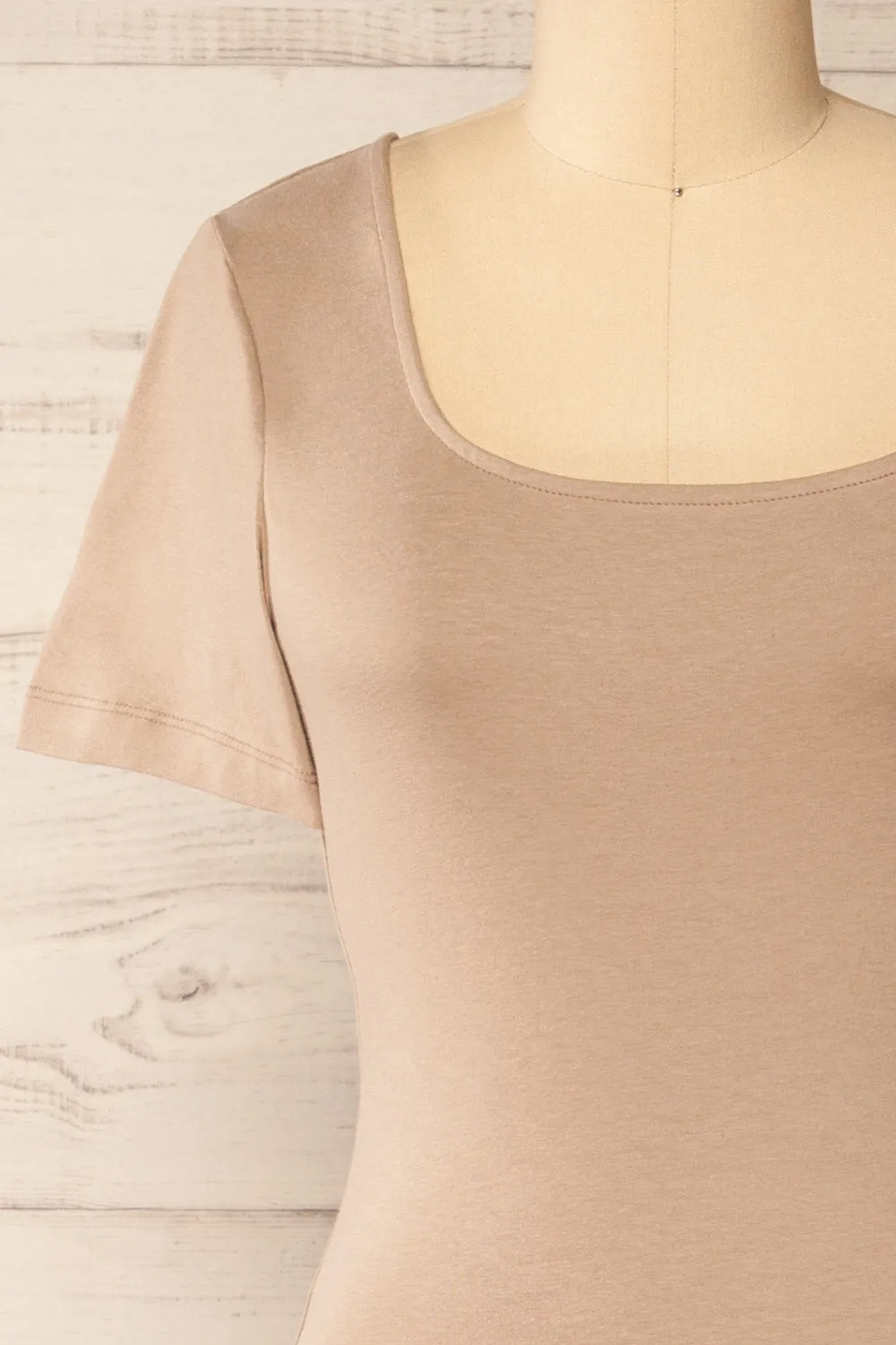 Bogota Taupe | Short Sleeve Midi Dress w/ Square Neckline sold by Boutique 1861 product image thumbnail 2