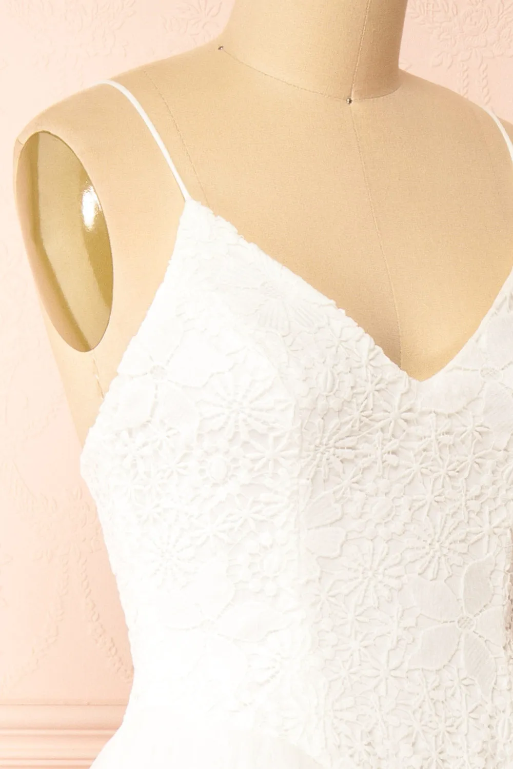 Tallina | White Tulle Midi Dress w/ Floral Embroidery sold by Boutique 1861 product image thumbnail 4