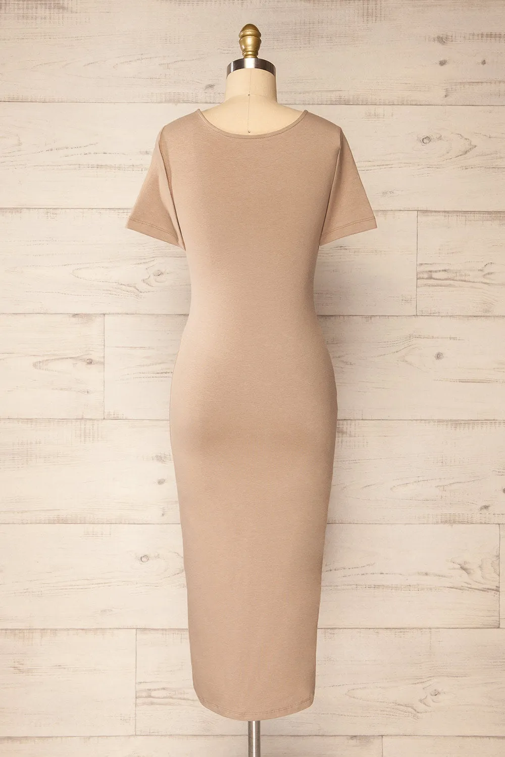 Bogota Taupe | Short Sleeve Midi Dress w/ Square Neckline sold by Boutique 1861 product image thumbnail 5