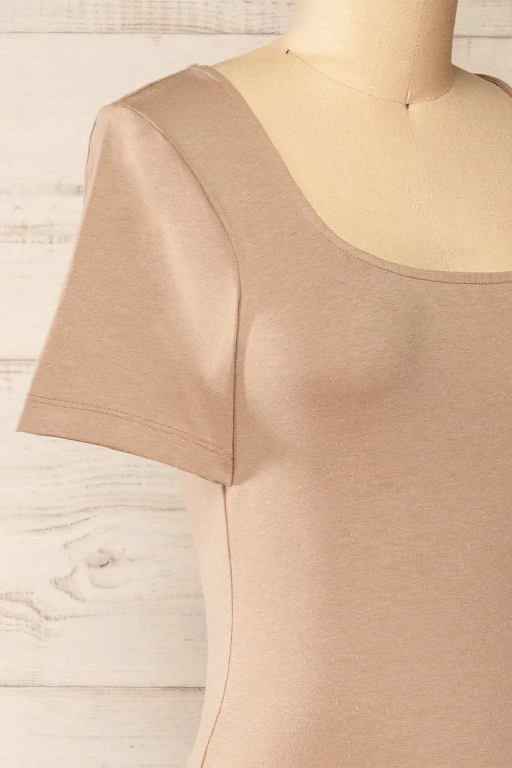 Bogota Taupe | Short Sleeve Midi Dress w/ Square Neckline sold by Boutique 1861 product image thumbnail 4