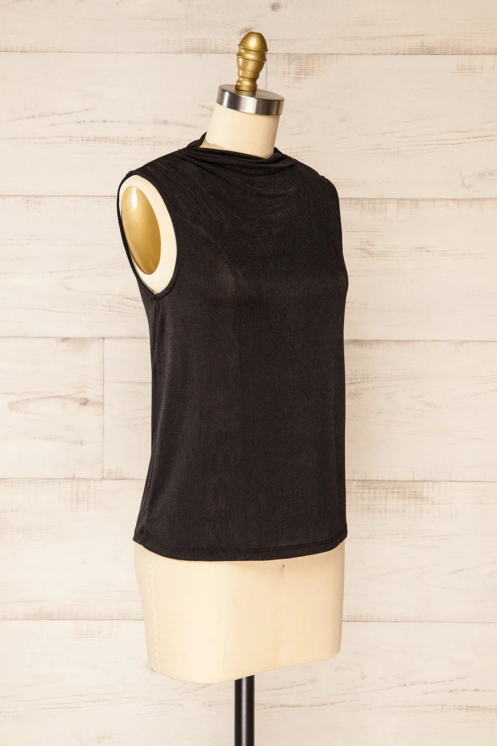 Tapshap Black | Sleeveless Top w/ Draped Mock Neck sold by Boutique 1861 product image thumbnail 3