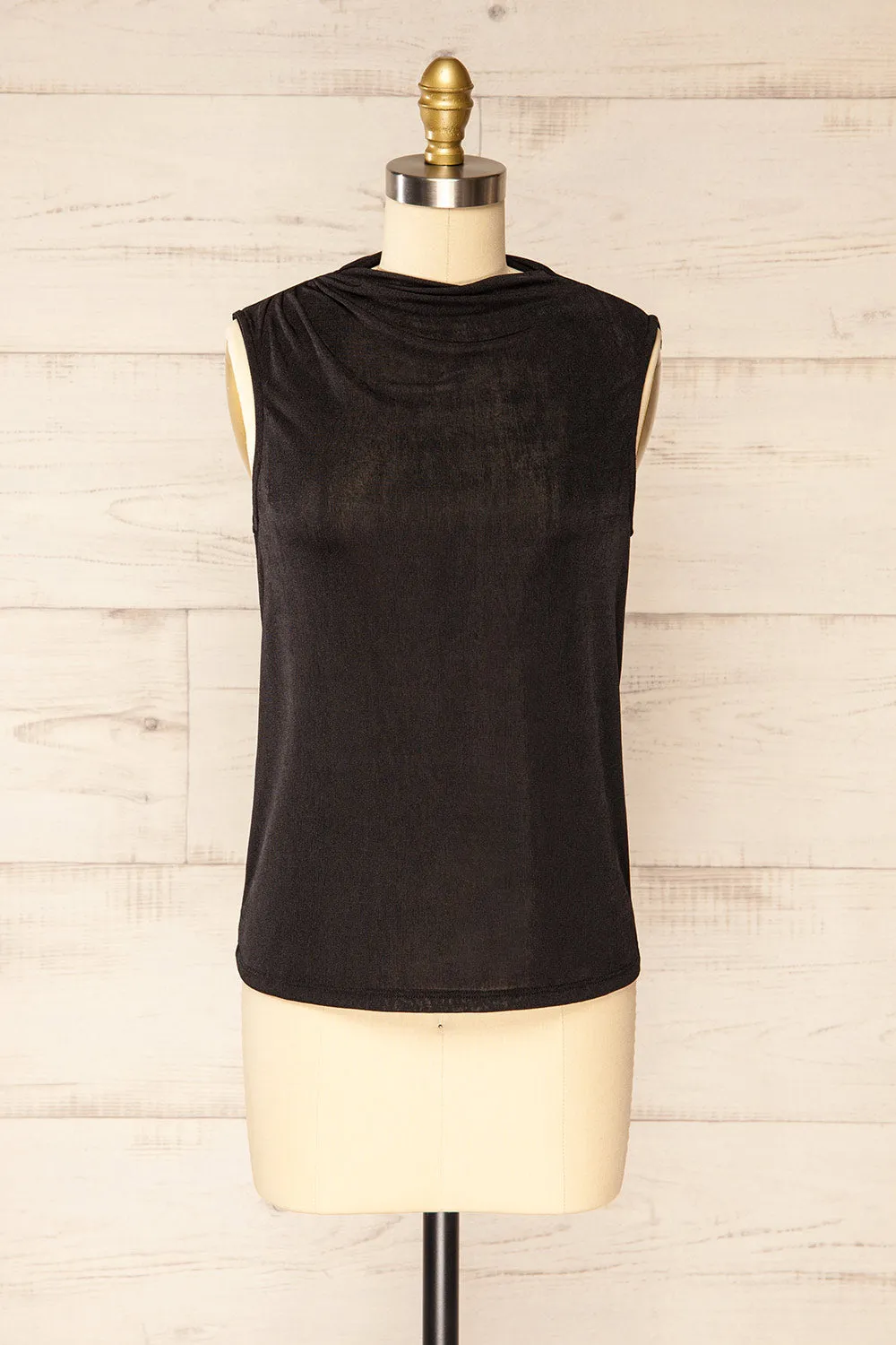 Tapshap Black | Sleeveless Top w/ Draped Mock Neck sold by Boutique 1861
