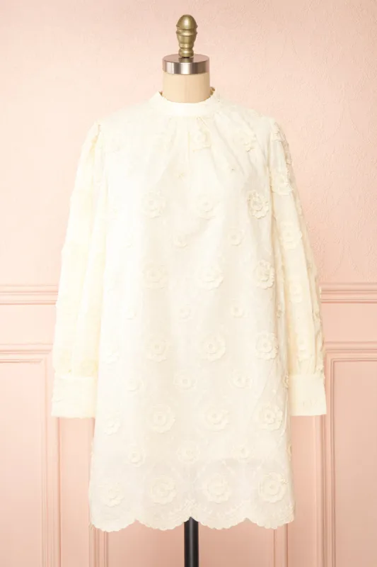 Pnoae | Floral Embroidered Short Shift Dress sold by Boutique 1861