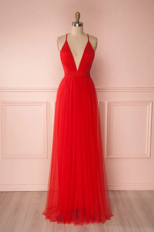 Aliki Red | Mesh Maxi Dress sold by Boutique 1861