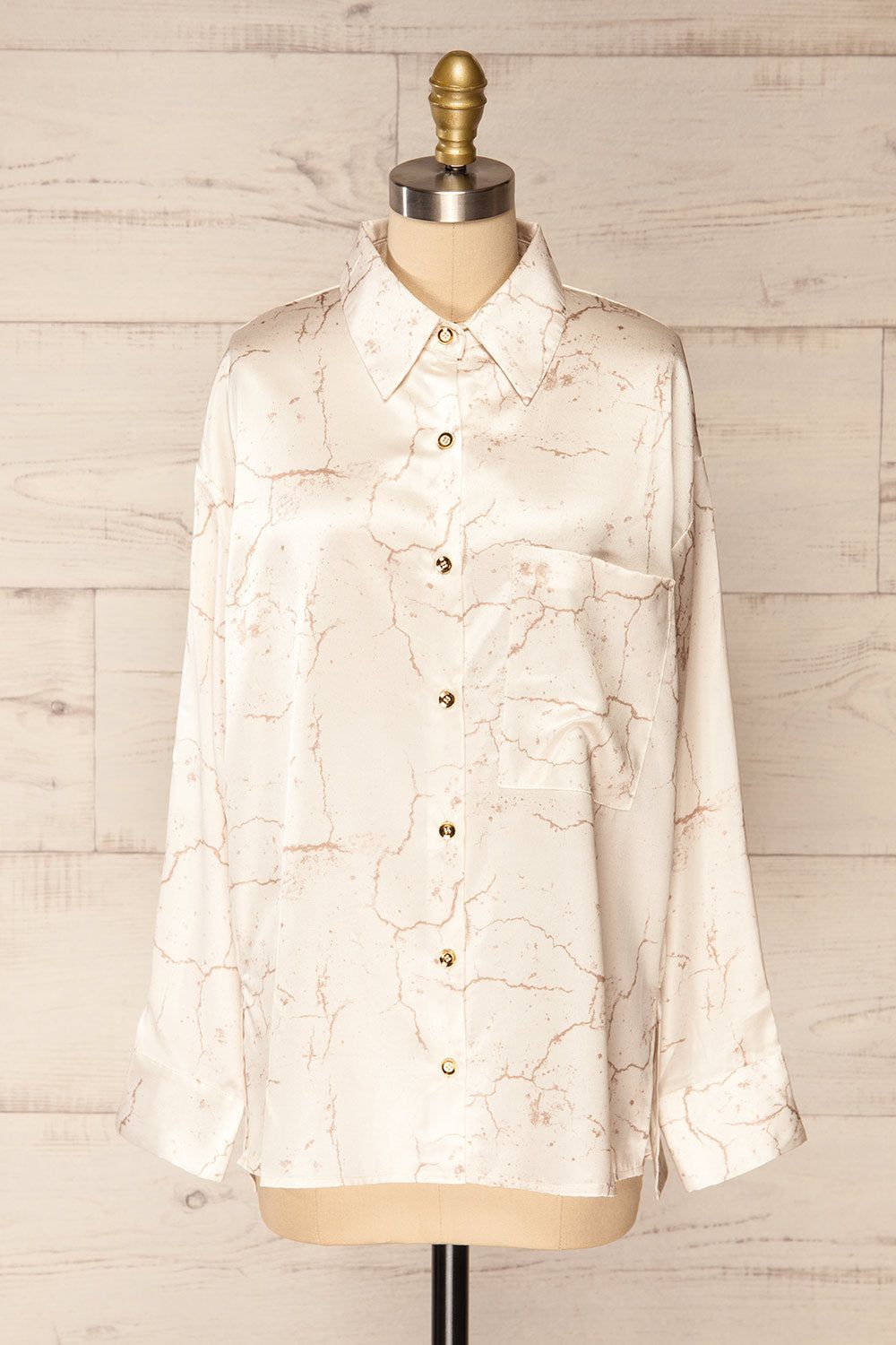 Favllemokke | Patterned Satin Button-Up Shirt sold by Boutique 1861