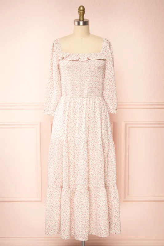 Adaline | Square Neck Floral Midi Dress sold by Boutique 1861