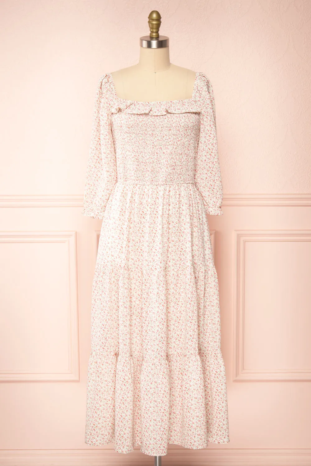 Adaline | Square Neck Floral Midi Dress sold by Boutique 1861