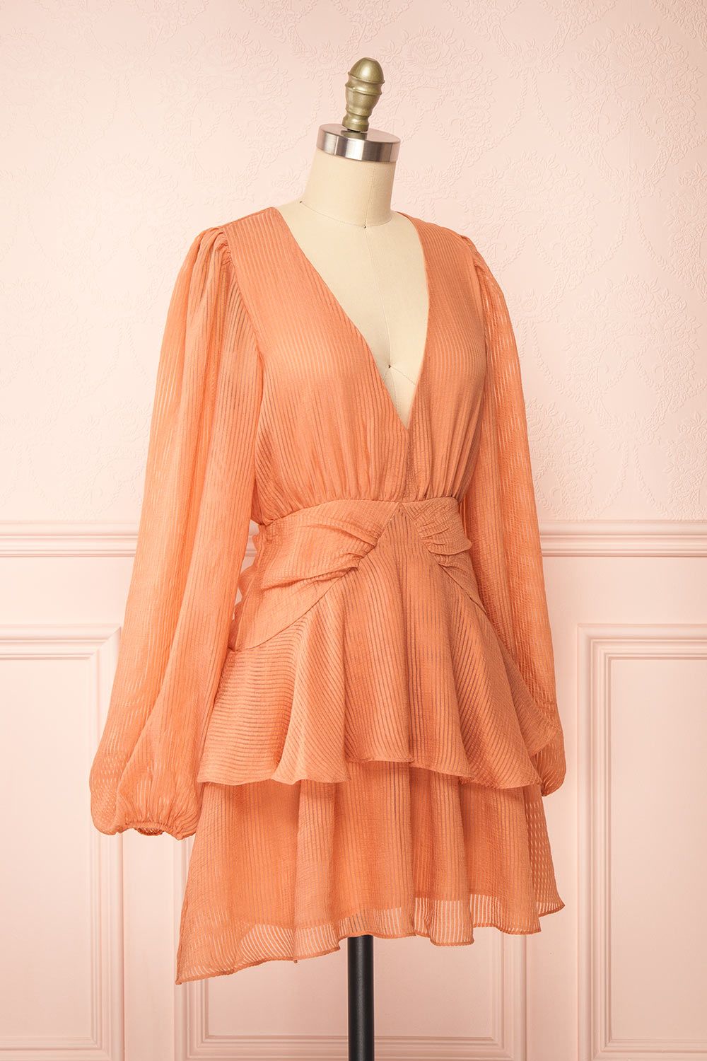 Herta | Short V-Neck Dress w/ Long Puffy Sleeves sold by Boutique 1861 product image thumbnail 3