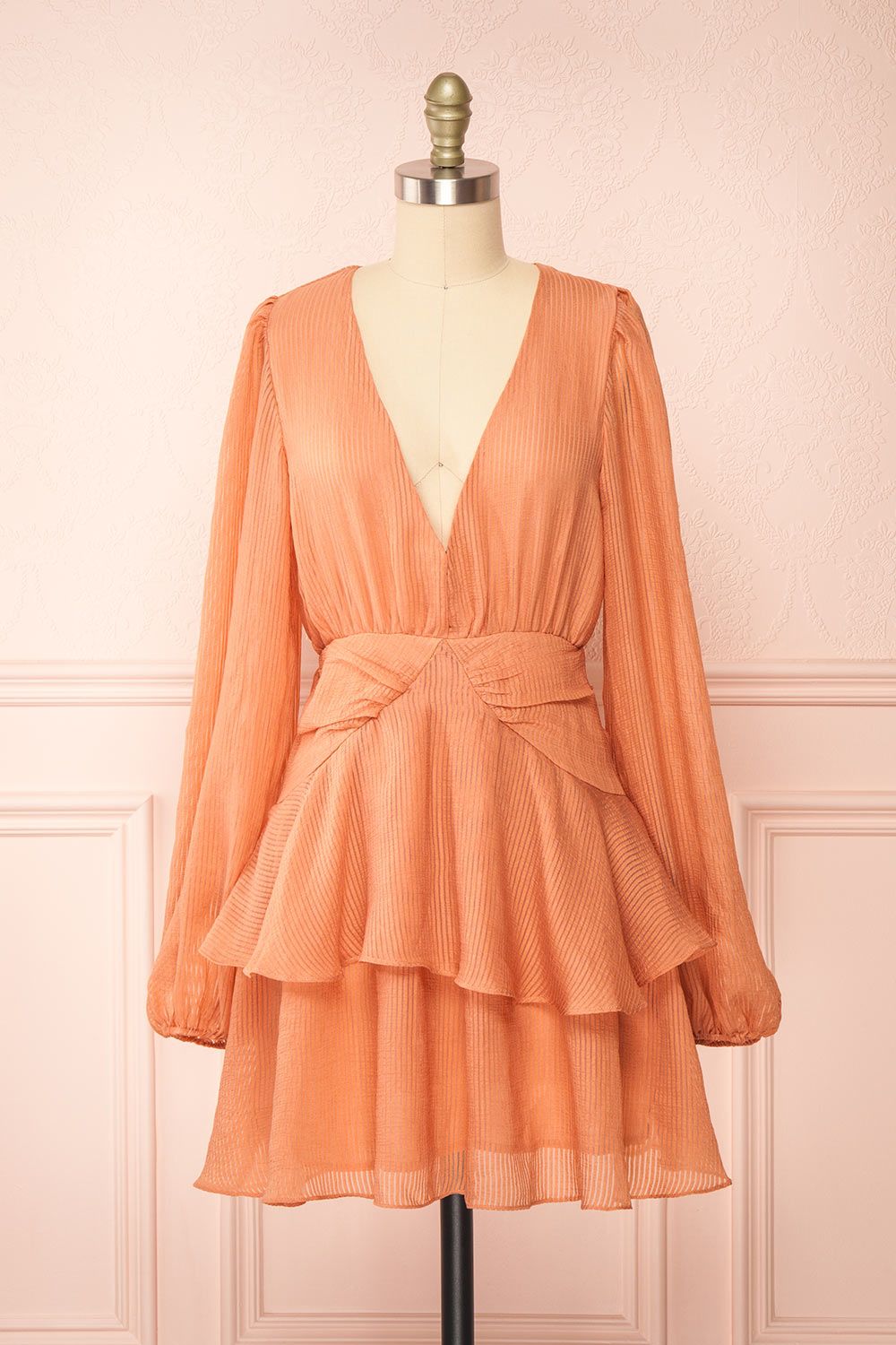 Herta | Short V-Neck Dress w/ Long Puffy Sleeves sold by Boutique 1861