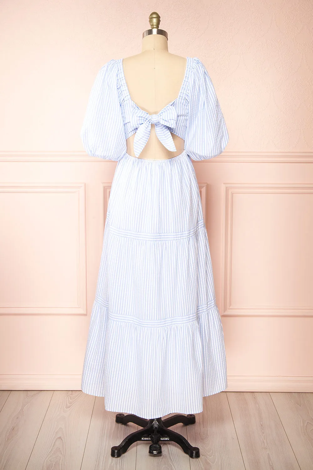 Zahia | Blue Striped Maxi Dress w/ Puffy Sleeves sold by Boutique 1861 product image thumbnail 5