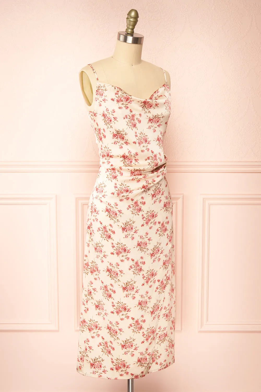 Calliope Ivory | Cowl Neck Floral Midi Dress sold by Boutique 1861 product image thumbnail 3