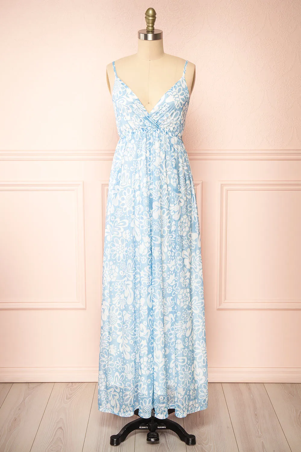 Helga | Blue Floral Maxi Dress sold by Boutique 1861