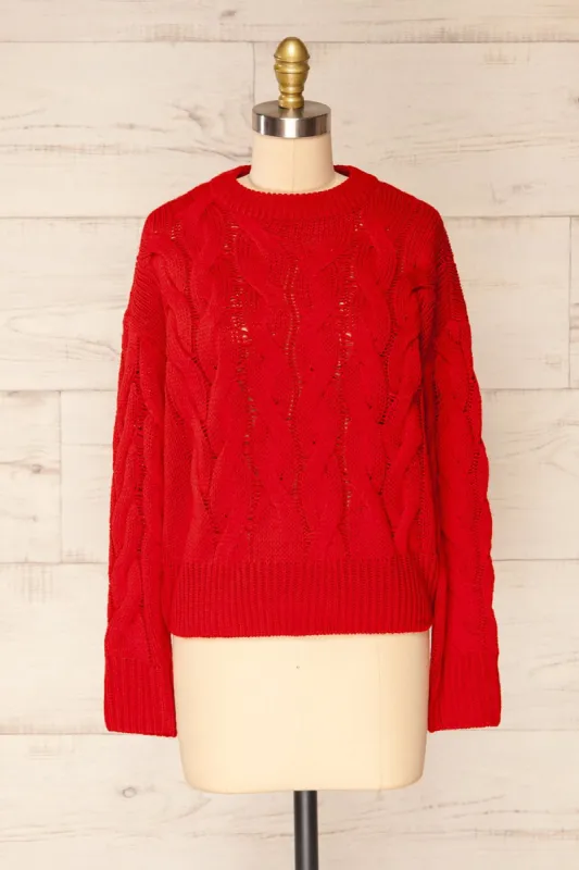 Paide Red | Cable Knit Sweater sold by Boutique 1861