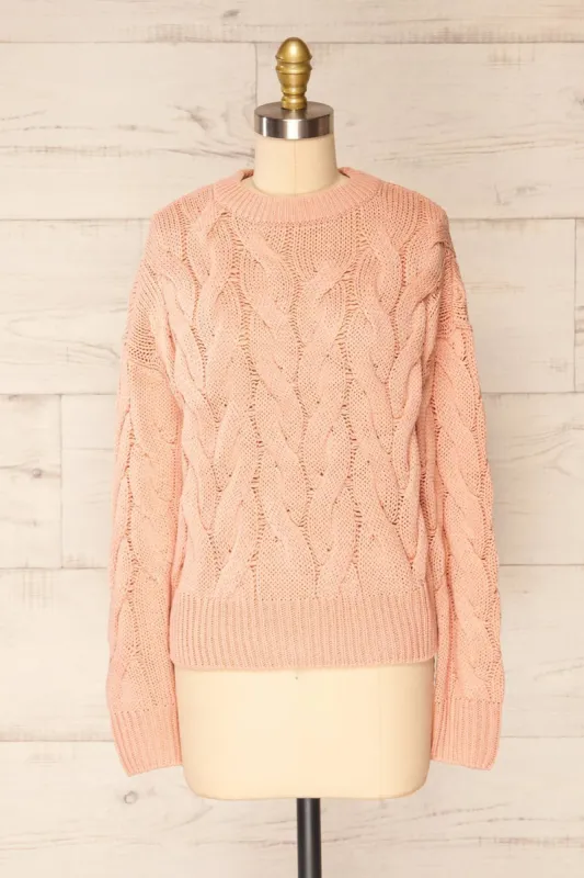 Paide Pink | Cable Knit Sweater sold by Boutique 1861