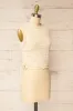 Tabara | Beige Openwork Knit Top w/ Cut-Outs sold by Boutique 1861
