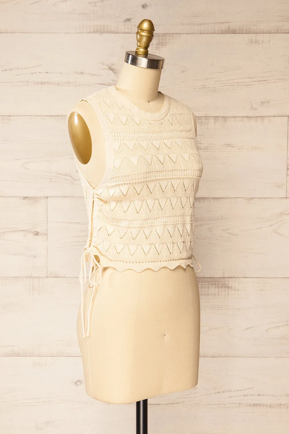 Tabara | Beige Openwork Knit Top w/ Cut-Outs sold by Boutique 1861 product image thumbnail 3