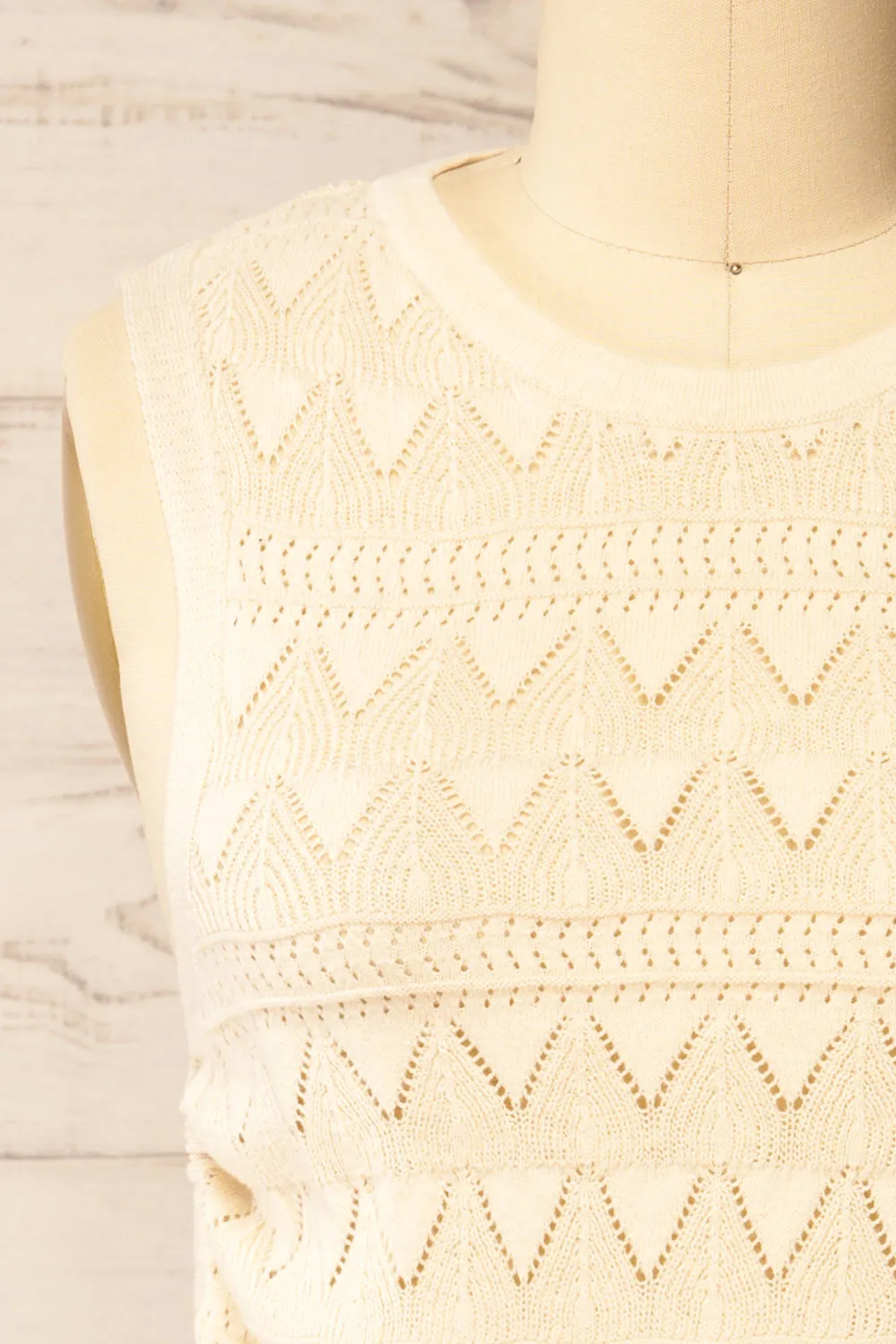Tabara | Beige Openwork Knit Top w/ Cut-Outs sold by Boutique 1861 product image thumbnail 2