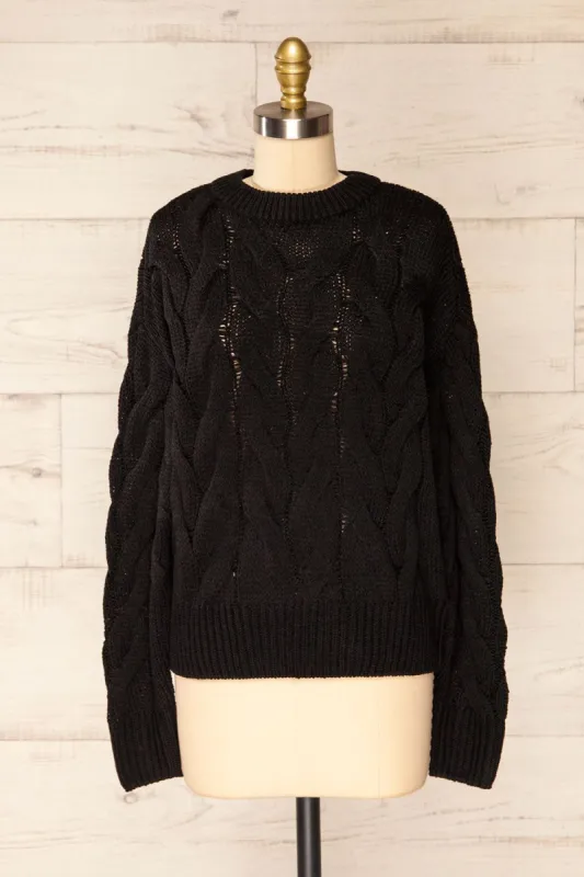 Paide Black | Cable Knit Sweater sold by Boutique 1861