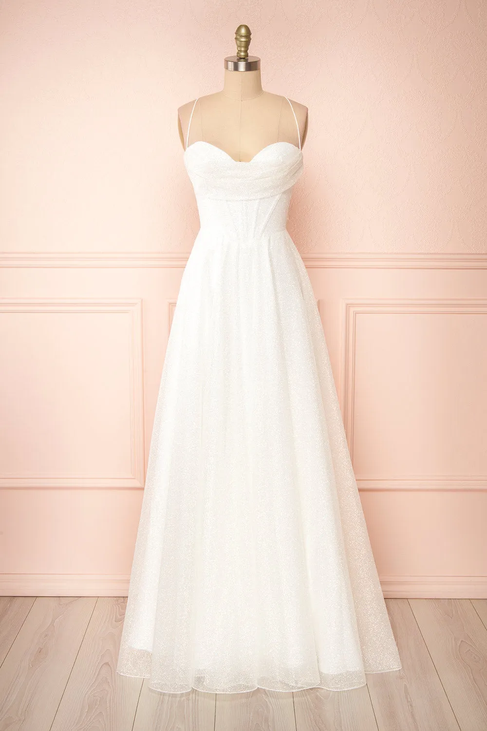 Genevieve | Sparkly Cowl Neck Bridal Dress sold by Boutique 1861