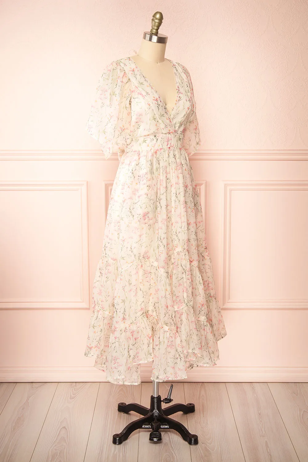 Elara | Floral Tiered Midi Dress w/ Short Sleeves sold by Boutique 1861 product image thumbnail 3