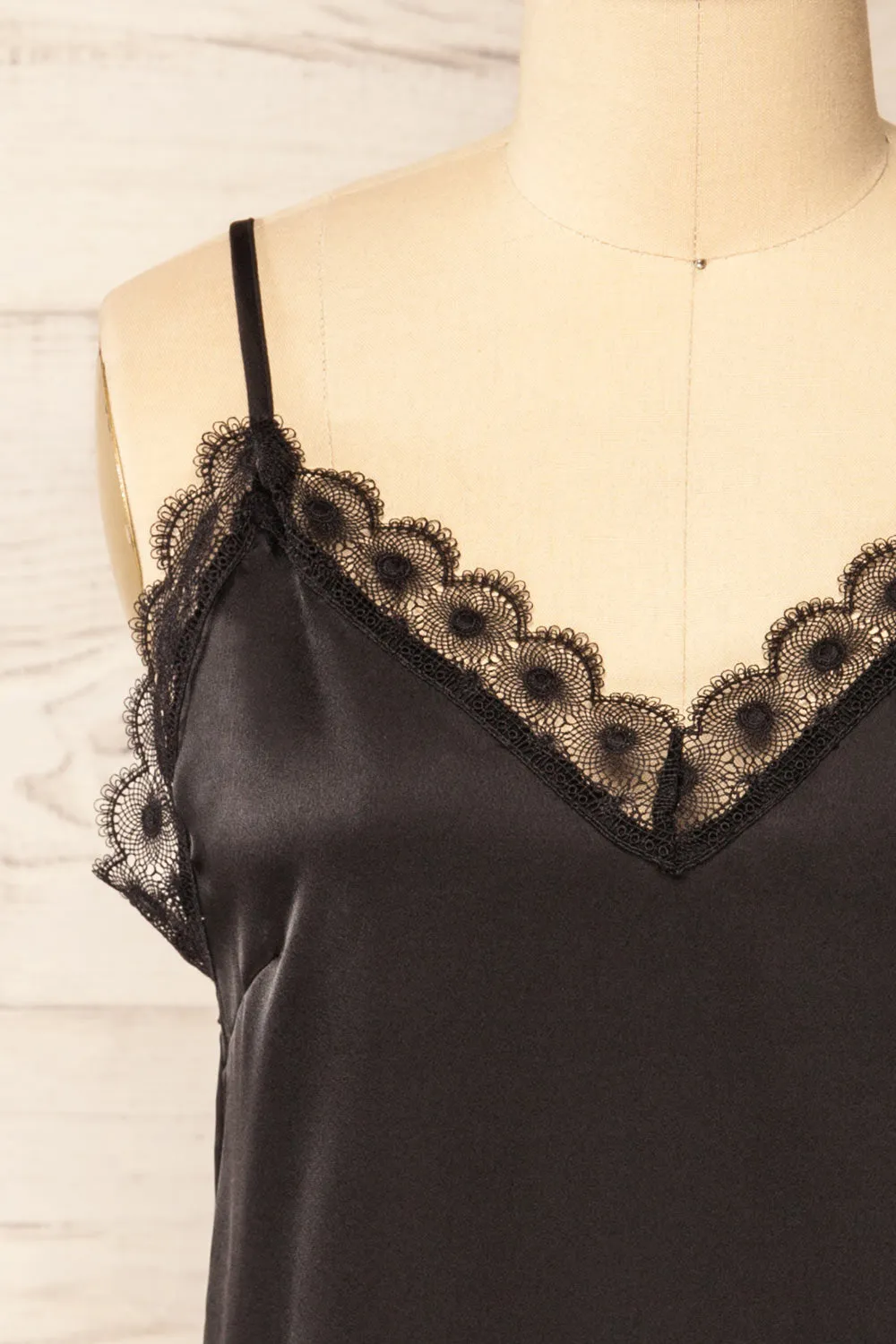 Hwasa Black | Satin Cami with Lace Trim sold by Boutique 1861 product image thumbnail 2