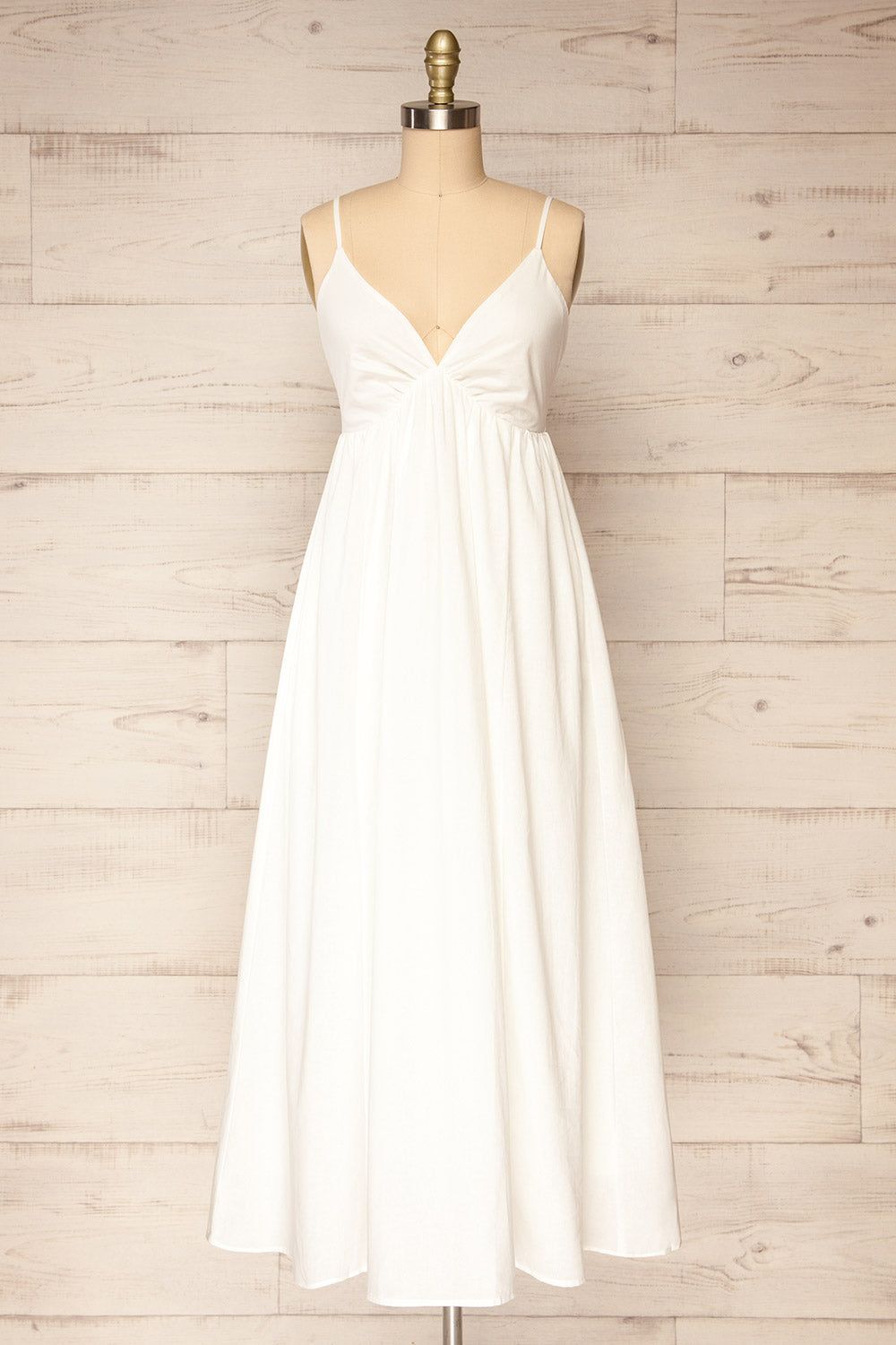 Cloppen Ivory | V-Neck Midi Dress sold by Boutique 1861