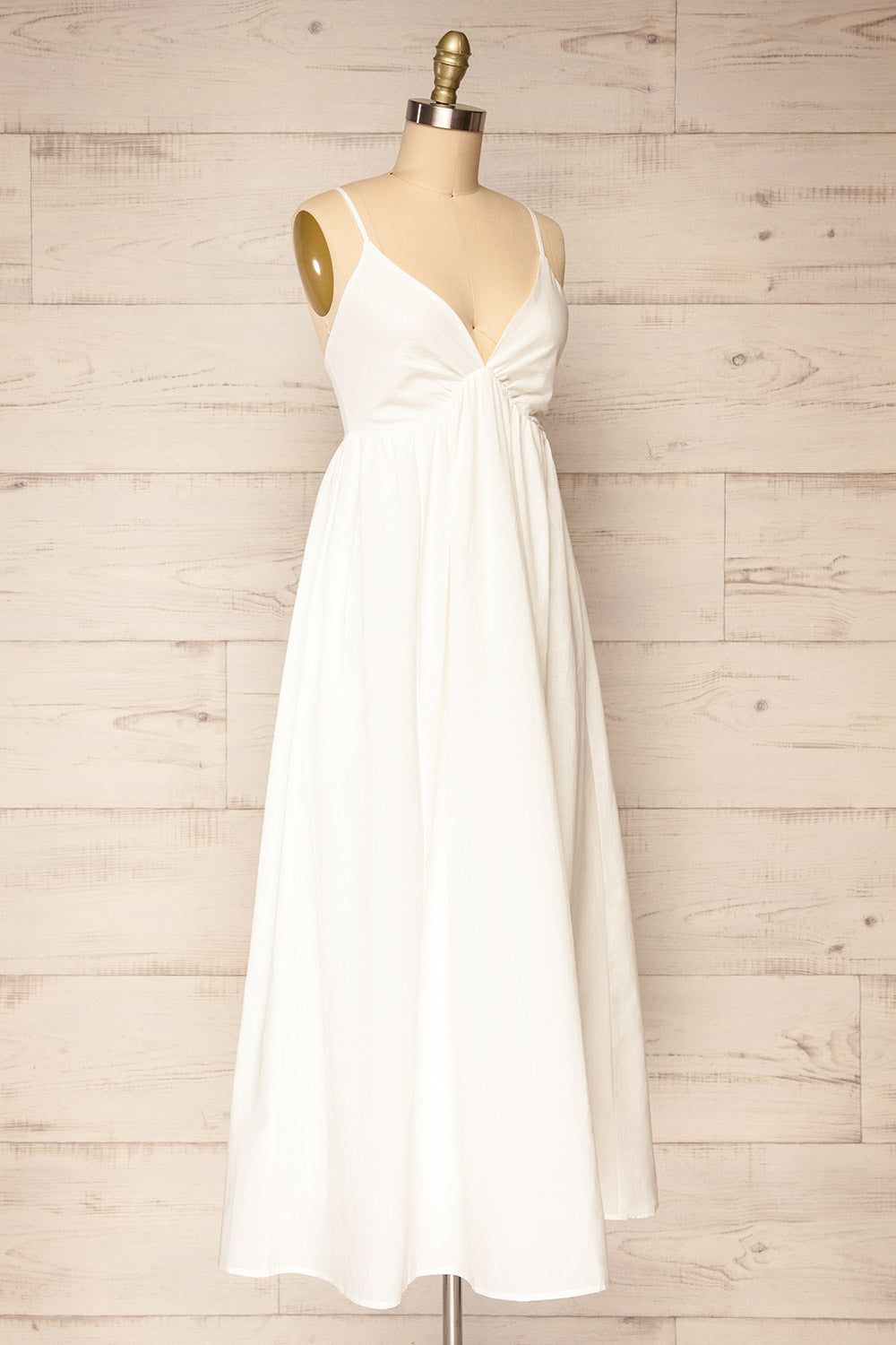 Cloppen Ivory | V-Neck Midi Dress sold by Boutique 1861 product image thumbnail 3