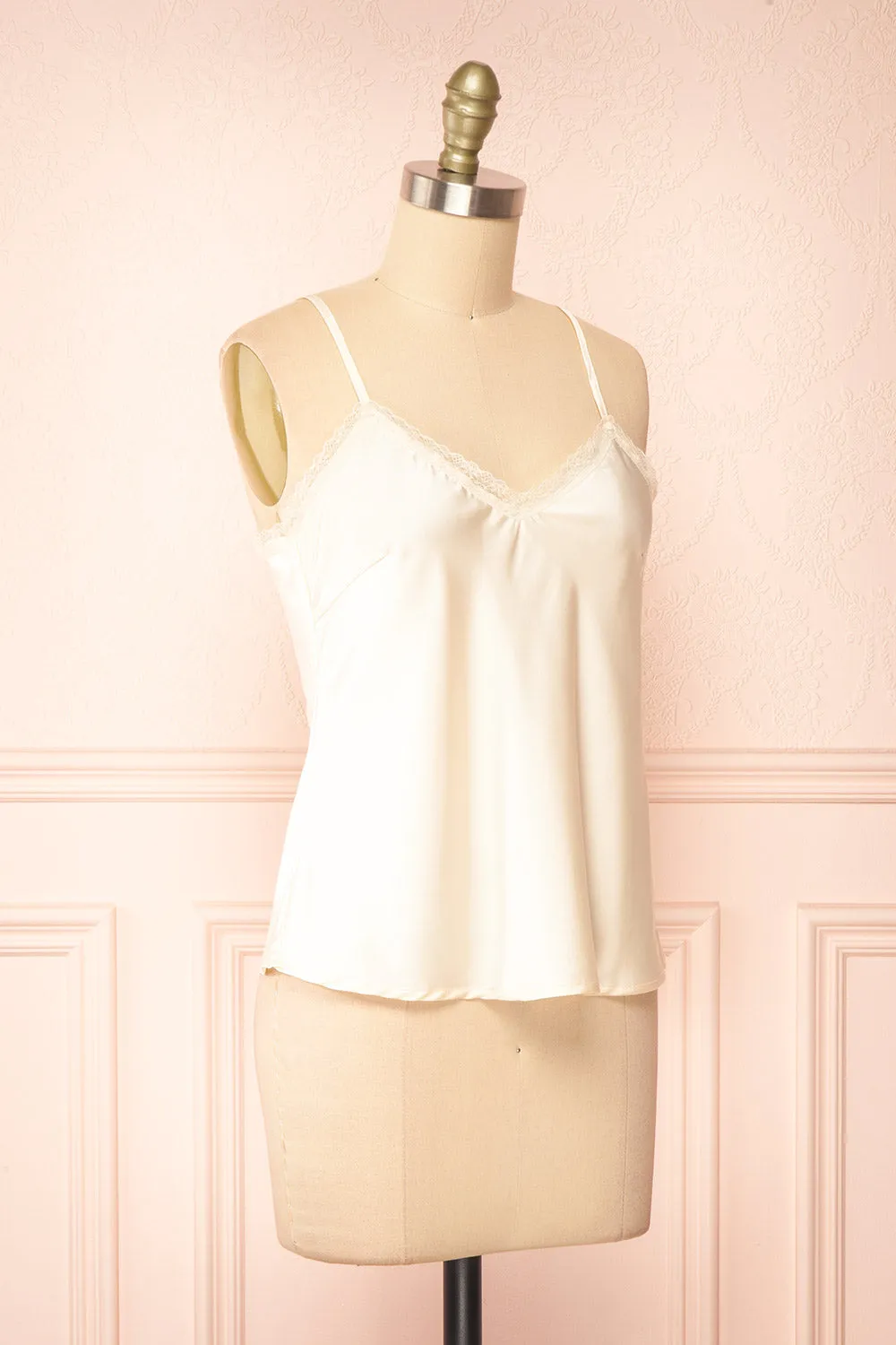 Alexa Ivory | Satin Cami Top w/ Lace Trim sold by Boutique 1861 product image thumbnail 3