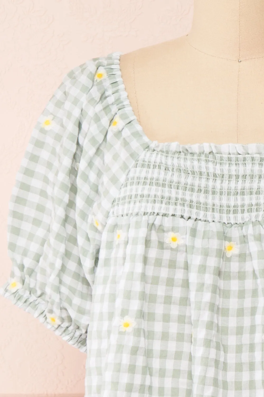Paloma Green | Gingham Top w/ Floral Embroidery sold by Boutique 1861 product image thumbnail 2
