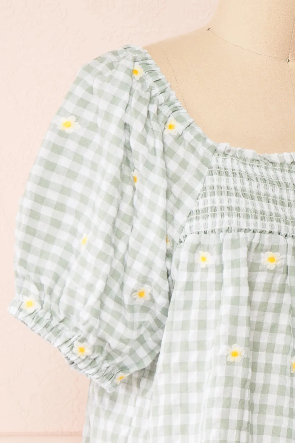 Paloma Green | Gingham Top w/ Floral Embroidery sold by Boutique 1861 product image thumbnail 4