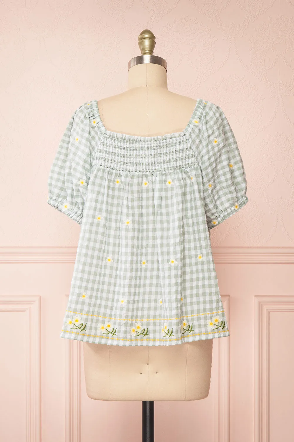 Paloma Green | Gingham Top w/ Floral Embroidery sold by Boutique 1861 product image thumbnail 5